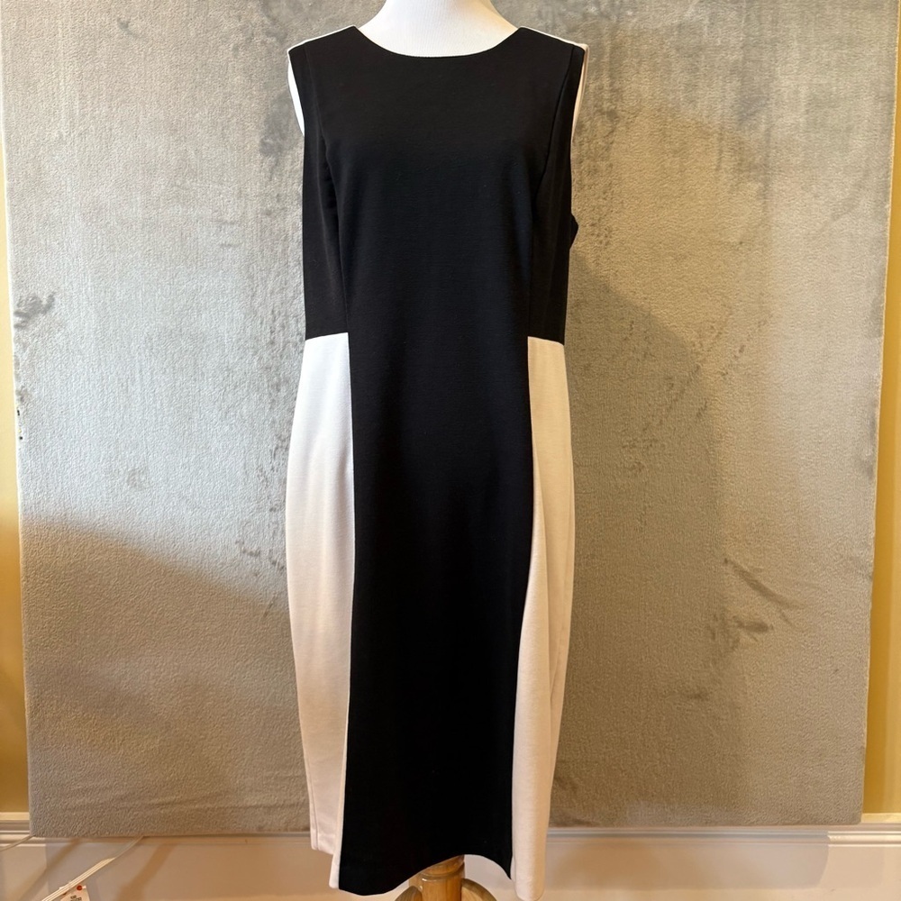 Chico's Minimalist Monochrome Sheath Office Dress Sz M